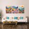 Colorful Watercolor Mountain Canvas Wall Art Set of 3 Boho Flower Picture Wall Decor Abstract Nature Landscape Artwork Paintings Posters Print for Living Room Bedroom Office 16x12In Framed